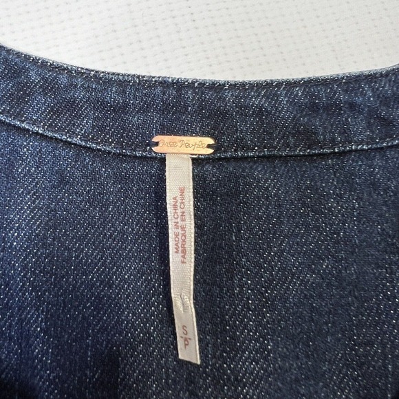 Free People Tunic Denim Soft Denim Lace Up Blue Indigo Small - Picture 9 of 13
